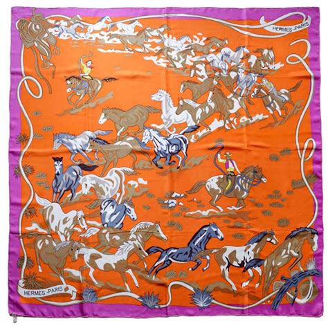 hermes wild mustang scarf|HERMES Silk Les Mustangs Scarf 70 510674 .